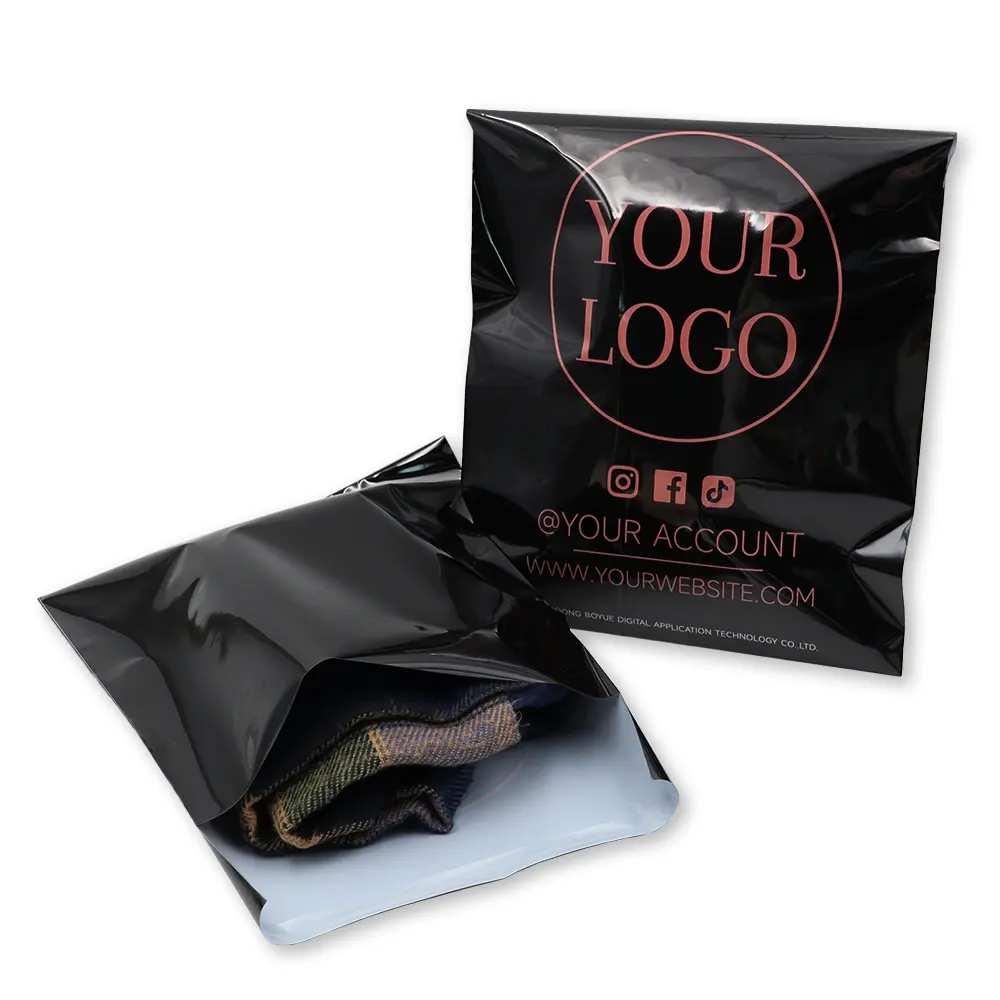 Custom Design Eco-friendly Pink Black LDPE Poly Mailers Shipping Envelopes Mailing Bag for Clothing