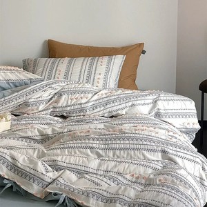 Parure De Lit Bohème King - Housse Couette Microfibre 3 Pièces - Style Rétro Boho