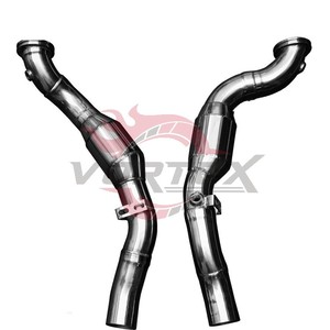 Vortex 304 High-Flow Catted Downpipe for Maserati Ghibli 3.0T V6 2013-2023 With Heat Shield No Check Engine <b>Light</b> - Product Image 2