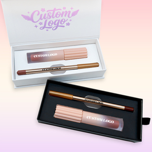Conjunto de Maquiagem <span class=keywords><strong>Gloss</strong></span> de Marca Privada, Conjunto de <span class=keywords><strong>Gloss</strong></span> Labial Brilhante de Alta Pigmentação com Lápis Labial, <span class=keywords><strong>Gloss</strong></span> Labial Rosa com Kit de Lápis - Product Image 1