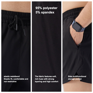 Pantaloncini <span class=keywords><strong>da</strong></span> Allenamento 2-in-1 per Uomo, Casual, Elasticizzati, Leggeri, Traspiranti, per Palestra e Fitness - Product Image 5