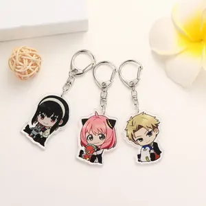 China supplier stocked fashion anime character acrylic charms double side logo printing clear transparent acrylic keychain