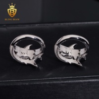 Vente en gros Bagues en argent sterling 925 en forme de requin avec moissanite, personnalisées, style Hip Hop 'Ice Out' pour hommes et femmes, testées au testeur de diamants, faible MOQ