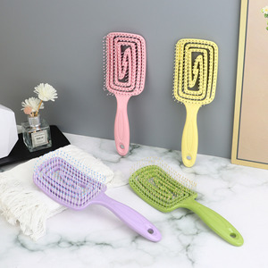 2026 Popular High Skull Top Hollow Massage Comb Vent Soft <b>Detangle</b> Hair <b>Brush</b> Big Bend Pork Rib Mosquito Shaped for Home Use - Product Image 3