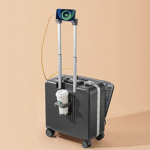 Valise à ouverture frontale pouvant être emportée en cabine, valise trolley de 18 pouces avec petites roues universelles, valise de voyage à fermeture éclair. - Product Image 3