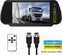 Monitor LCD a Color TFT de 7 pulgadas, espejo retrovisor para coche, pantalla inversa con botón táctil para DVD/VCR/cámara de marcha atrás de respaldo de coche