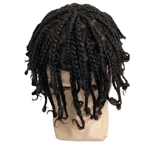 En stock toupet <span class=keywords><strong>afro</strong></span> curl pour hommes toupet <span class=keywords><strong>afro</strong></span> curl perruque pour hommes # 1b couleur noir de jais pleine boîte tresse dread lock cheveux toupet pour hommes - Product Image 3