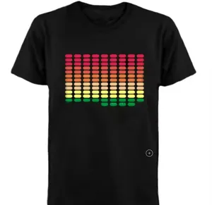 Custom Hot sale Sound Active Equalizer El T shirt Equalizer Light up down led t shirt Flashing music activated led t-shirt