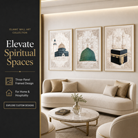 Décoration Murale Islamique 3D : Kaaba, Masjid Nabawi, Mosquée Al-Aqsa – Cadre en Relief pour Ramadan, Aïd, Maison Musulmane, Salle de Prière