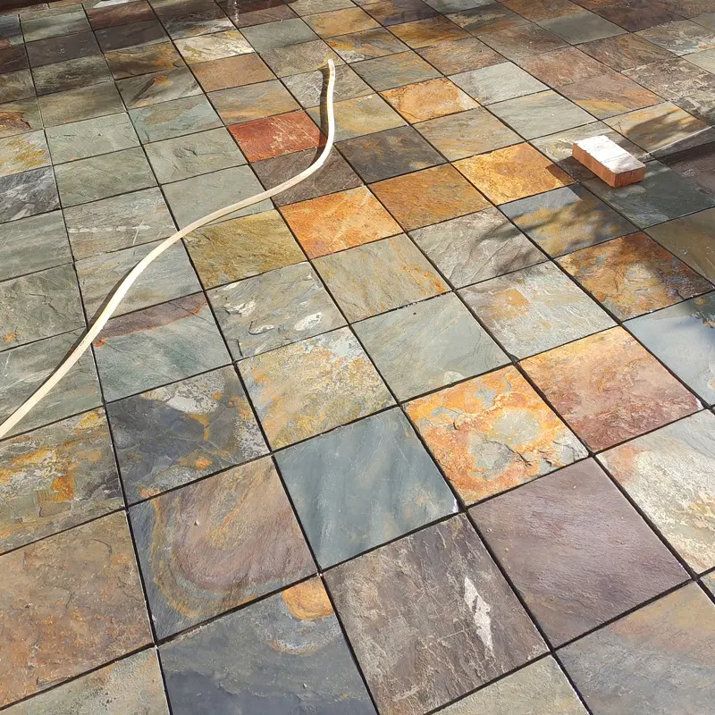 Natural Stone Split Stone Slabs Rust Colored Anti Slip Paving Stones Outdoor Slate Floor Tiles For Patio Sidewalks