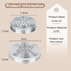 Couvercle de râpe Mason Jar Couvercle de déchiqueteuse de fromage en acier inoxydable Coupeur de cuisine polyvalent pour légumes pommes de terre carotte - Product Image 6