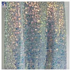 Yx1011 150Gsm Trọng lượng nhẹ lurex sáng bóng Sequins lưới vải Holographic trong suốt Flash sequin vải dệt may - Product Image 2