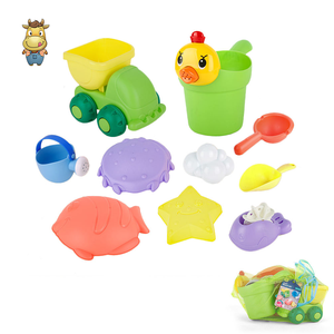 Lot de 10 jouets de plage en PE souple : camion benne, seau, moules de canard, poisson, baleine, étoile, arrosoir – Jouets d'extérieur pour enfants pour bac à sable - Product Image 3