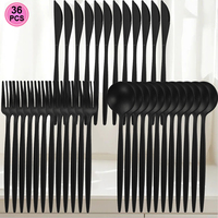 Vente en gros de 12/24/36 pièces de couverts en plastique réutilisables sans BPA, cuillère, couteau, fourchette, couverts en plastique pour pique-nique, fête de Noël