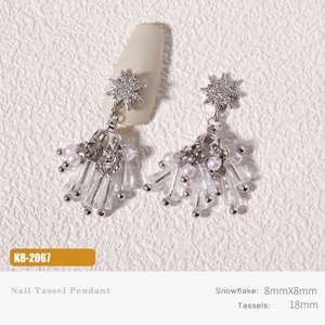Paso Sico Vente en gros de bijoux pour l'art des ongles, pendentif en cristal <span class=keywords><strong>flocon</strong></span> de neige, zircon, or, argent, glands pour ongles, breloques pour décorations d'ongles - Product Image 4