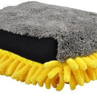 Gant de lavage de voiture en microfibre double face en polaire corail et chenille, idéal pour le detailing automobile et le nettoyage de véhicules - Vente en gros OEM