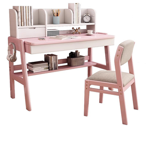 Juego de silla de escritorio de estudio en casa duradero juego de escritorio y silla de escritura de princesa ergonómica de madera maciza con cajones de almacenamiento para dormitorio - Product Image 1