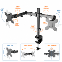 Soporte de Escritorio para Dos Monitores, Ajustable en Altura, con Movimiento Completo, Inclinación y Giro, para Pantallas de Oficina de 17-32 Pulgadas