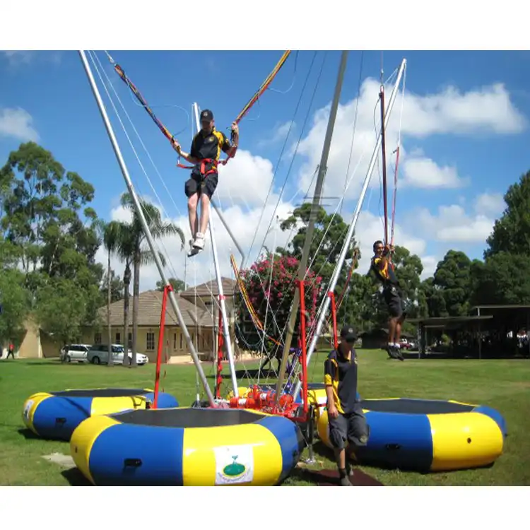 Hot Sale Euro Outdoor Inflatable Round 4 in 1 Bungy Jumping Bungee Trampoline With Rope Business For Kids
