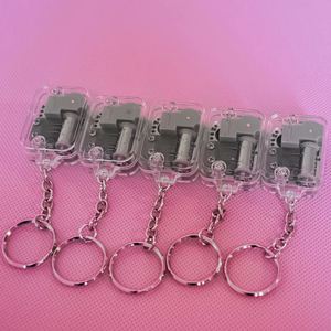 Collier pendentif boîte à musique, cadeau créatif, porte-clés en acrylique, mini porte-clés musical rotatif Château dans le ciel - Product Image 2