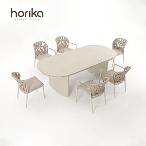 Cao cấp Nhà hàng khách sạn sân thượng ngoài trời bàn ăn Đặt tất cả thời tiết sang trọng hiện đại sân vườn bàn ăn và ghế - Product Image 3