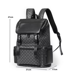 Fashion PU Laptop <b>Backpack</b> Waterproof Minimalist Panelled Nylon Lining Unisex Travel School Bag - Product Image 4