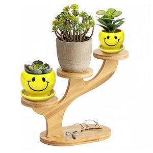 Soporte de bambú de varias capas para plantas, organizador de escritorio de 3 niveles para decoración de oficina - Product Image 5