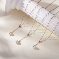 Bijoux de luxe en acier inoxydable en forme de Y collier de perles pour filles femmes collier pendentif de perles plaqué or 18 carats