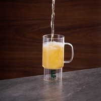 Mug à bière en verre borosilicate haute résistance, tasse à eau, résistant aux hautes températures, design moderne et minimaliste, avec poignée, couleur unie, simple paroi, pour le bureau