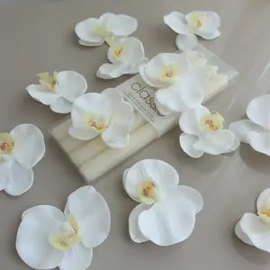 F300 kotak hadiah tangan dihiasi dengan rasa karet kepala bunga Phalaenopsis bunga simulasi bunga pernikahan Diy bunga buatan tangan