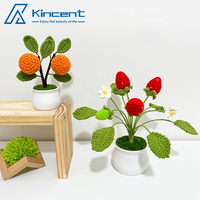 Fini Tricoté À La Main Plantes En Pot Arrangements À La Maison Tricoté Simulé Fleurs Laine Crochet Bouquet Cadeau