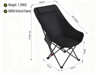 Fauteuil de camping pliant multifonctionnel à dossier haut et dossier allongé, chaise de pêche portable pour l'extérieur