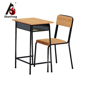 Ensemble de bureau et chaise pour étudiant en métal et bois, ergonomique, moderne et de qualité supérieure, pour salle de classe, bureau à domicile, salon - Product Image 1