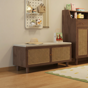 Mueble Zapatero Moderno de Madera con Puertas de Ratán, Estante de Almacenamiento Independiente para Entrada, Mueble de Estilo Escandinavo para el Hogar - Product Image 3
