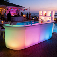 Ensemble de comptoir de bar moderne à LED, grand format, émettant de la lumière, pour extérieur, mobilier en plastique avec assemblage gratuit