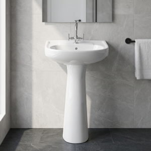 Goodone Round Ceramic Wash Basin with <b>Full</b> Pedestal 12L Capacity Modern Bathroom Sink - Product Image 3