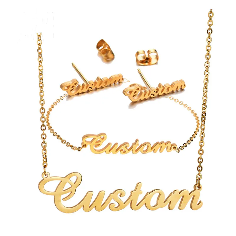Fashion Customized Stainless Steel Brass Personalized Necklace Nameplate Letter Pendant Necklace Charm women gift jewelry