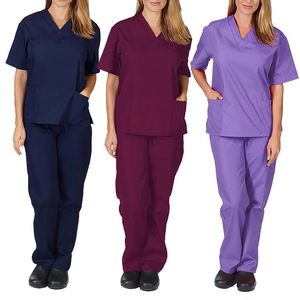 Women's Scrub Set Short Sleeve V-Neck Top And Pants Moisture Wicking Hospital Uniform Workwear For Nurses Surgical Gown - Product Image 4