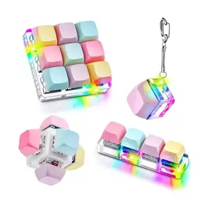 Tastatur Fidget-Spielzeug Erwachsener Finger Fidget-Klick-Schlüsselanhänger LED-Licht 4 Tasten Licht mechanische Tastatur-Schlüsselanhänger