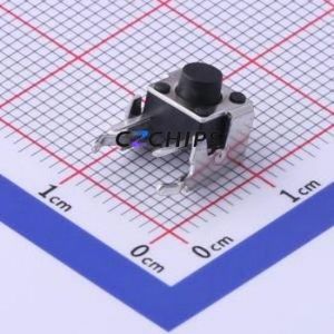 TS-1002N-BR05516 Tactile Switch Bent Lead Through Hole-4P,6x6mm Single Pole Single Throw Round Button 1.6N Right Angle Insert - Product Image 1