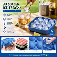 Moules à glaçons en silicone de qualité alimentaire en forme de ballon de football avec moules à glaçons sphériques, résistants au congélateur et à congélation rapide