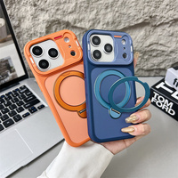 Funda magnética esmerilada original para iPhone 17 16 15 14 Pro Max con soporte mate y marco de cámara convertido, cubierta trasera