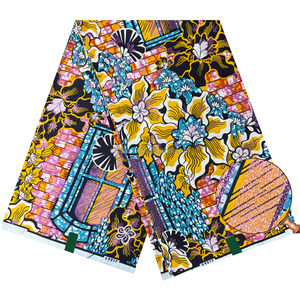 Nouveau Tissu Africain en Coton Imprimé Grand Super Pailleté de Haute Qualité 2026, Tissu Wax <span class=keywords><strong>Doré</strong></span> <span class=keywords><strong>Pagne</strong></span> pour Robe de Mariée - Product Image 1