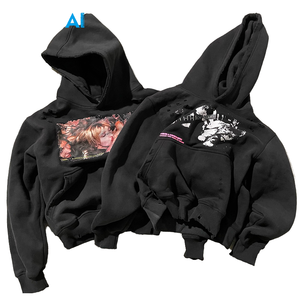 Sweat à capuche pour homme en coton avec imprimé graphique vieilli, personnalisé, en molleton vintage - Product Image 1