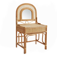 Ensemble de meubles de chambre à coucher de luxe pour hôtel et maison, moderne, en rotin naturel tressé, comprenant table et chaises, et coiffeuse avec miroir