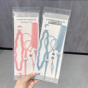 เครื่องมือถักผมเด็กทำมือจากพลาสติก <span class=keywords><strong>เข็ม</strong></span>ดึงผม อุปกรณ์ร้อยเชือกสำหรับเด็กผู้หญิง หวีมัดผมทรงบัน - Product Image 2