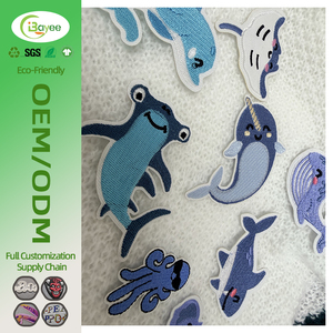 Parches Bordados Planos con Diseño de Animales del Mundo Submarino, Resistentes a la Decoloración, para Decorar Sombreros y Zapatos - Product Image 1