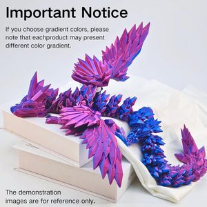 Jouets imprimés en 3D Dragon - Dragon volant flexible de 18 pouces avec ailes, thème animal, décoration de la maison, cadeau d'anniversaire, animal de compagnie de bureau - Product Image 5