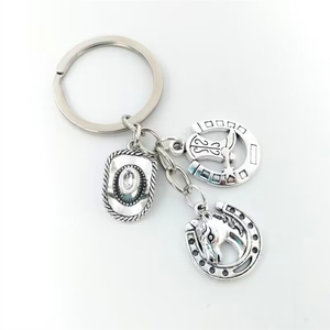 Accessori MOQ, <span class=keywords><strong>serie</strong></span> cowboy western americano, cappello e stivali da cavallo, portachiavi in lega di zinco, come regalo per amici - Product Image 2