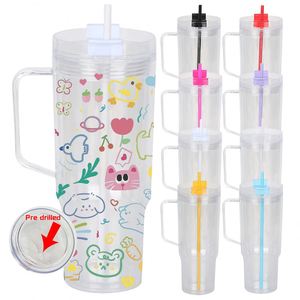 Vaso Acrílico Transparente de 40 oz con Diseño de Bola de Nieve, con Orificio y Tapón, Reutilizable, Brillante, Taza de Viaje de Plástico con Tapa de Color - Product Image 1